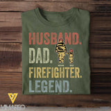 Personalized Husband Dad Fierefighter Legend Firefighter & Chirldren T-shirt Printed LVA241224