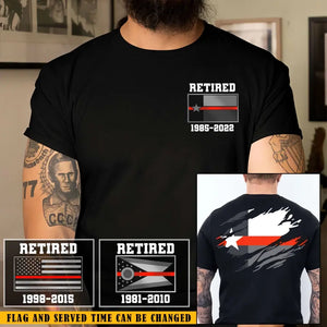 Personalized Retired US Firefighter US State Flag Custom Time T-shirt Printed KVH241228