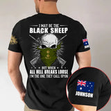 Personalized I May Be The Black Sheep But When All Hell Breaks Loose I'm The One They Call Upon Australian Veteran T-shirt Printed AHVA241231
