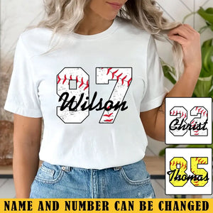 Personalized Baseball Player Custom Name & ID T-shirt Printed QTVA241235