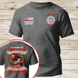 Personalized US Firefighter I'm A Grumpy Old Firefighter My Level Of Sarcasm Depends On Your Level Of Stupidity T-shirt Printed QTKH241234