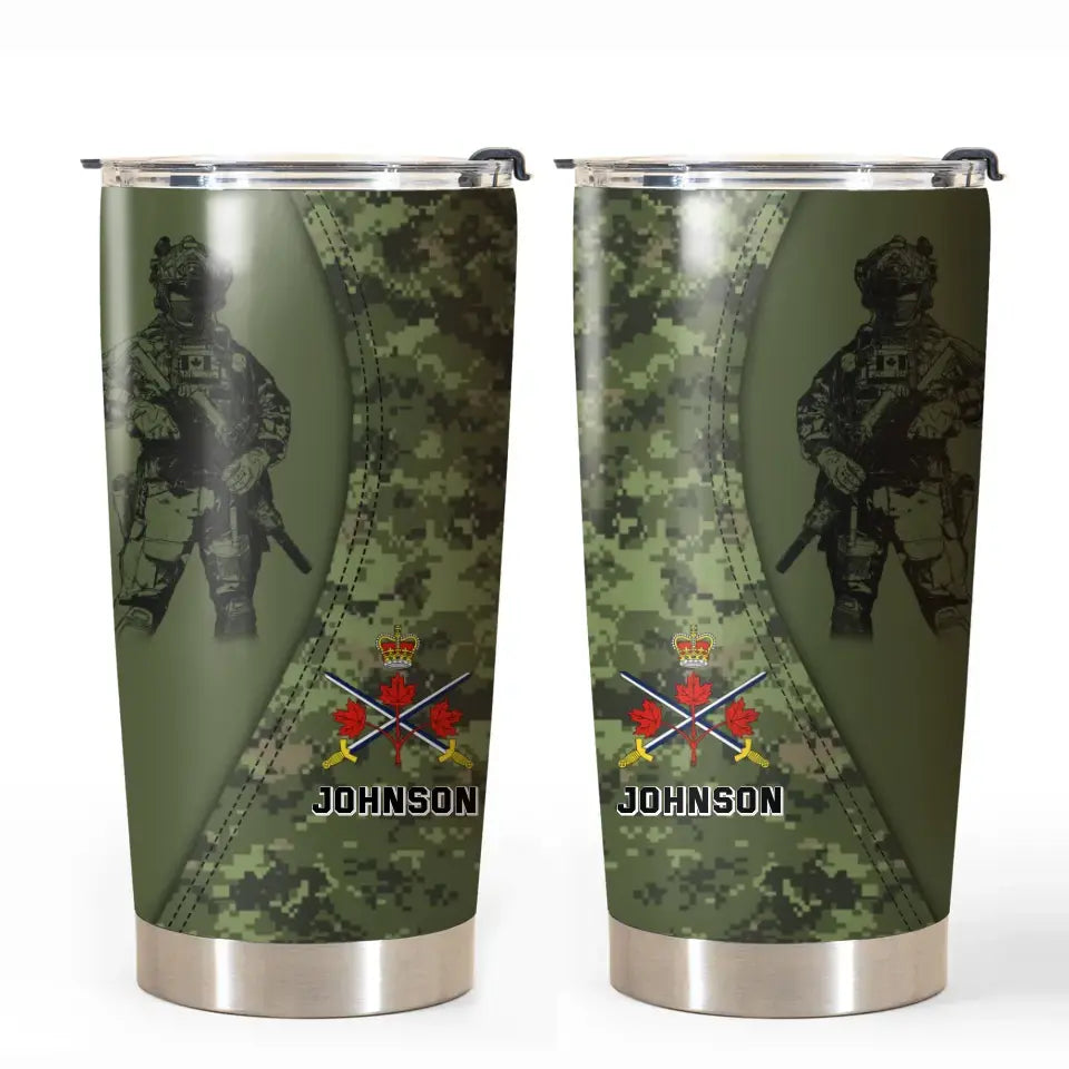Personalized Canadian Veteran Camo Branch Logo & Custom Name Tumbler Printed AHVQ241223