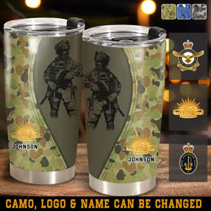 Personalized Australian Veteran Camo Branch Logo & Custom Name Tumbler Printed AHVQ241223