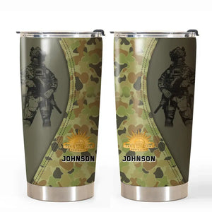 Personalized Australian Veteran Camo Branch Logo & Custom Name Tumbler Printed AHVQ241223