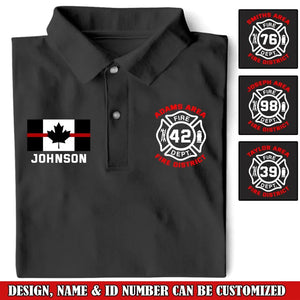 Personalized Canadian Firefighter Custom Name, ID & Department Polo Shirt Printed VQ241236