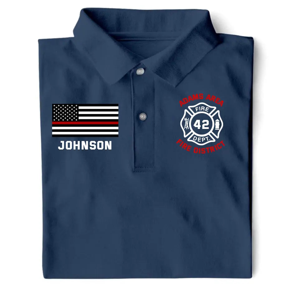 Personalized US Firefighter Custom Name, ID & Department Polo Shirt Printed VQ241236