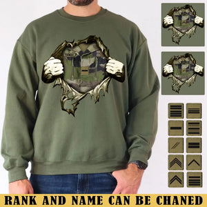 Personalized French Veteran Rank Camo Custom Name Sweatshirt Printed LVA241242