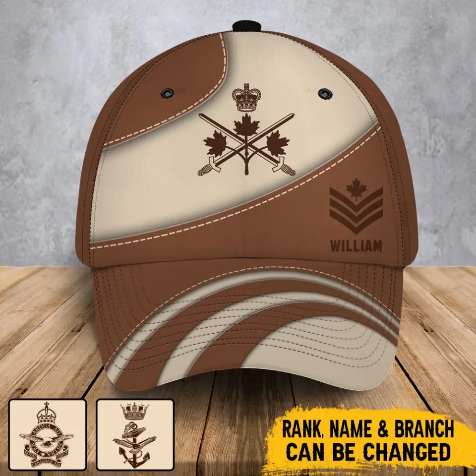 Personalized Canadian Veteran Branch Logo Custom Rank & Name Cap 3D Printed AHVA241245