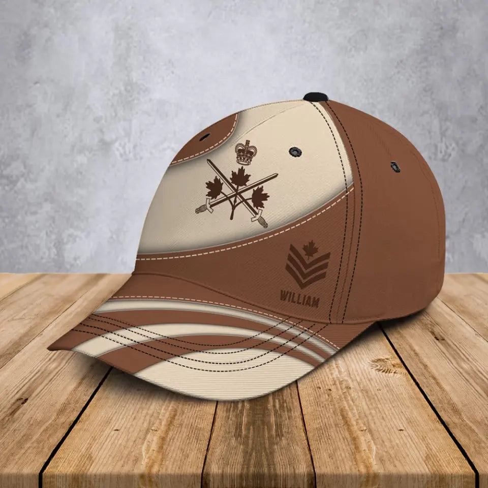 Personalized Canadian Veteran Branch Logo Custom Rank & Name Cap 3D Printed AHVA241245