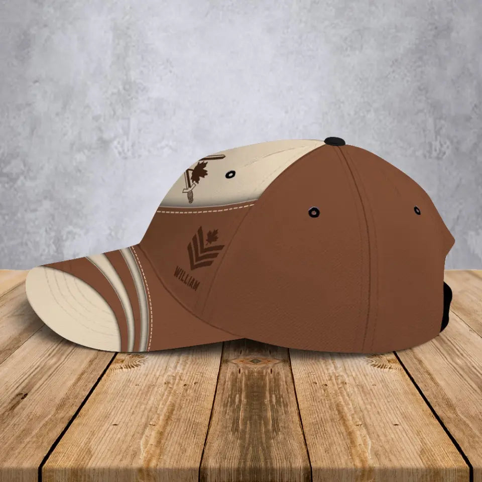 Personalized Canadian Veteran Branch Logo Custom Rank & Name Cap 3D Printed AHVA241245