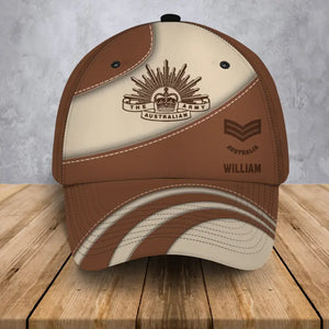 Personalized Australian Veteran Branch Logo Custom Rank & Name Cap 3D Printed AHVA241245