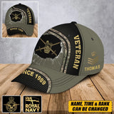 Personalized UK Veteran Logo Custom Rank Gold & Name Cap 3D Printed AHVA241252