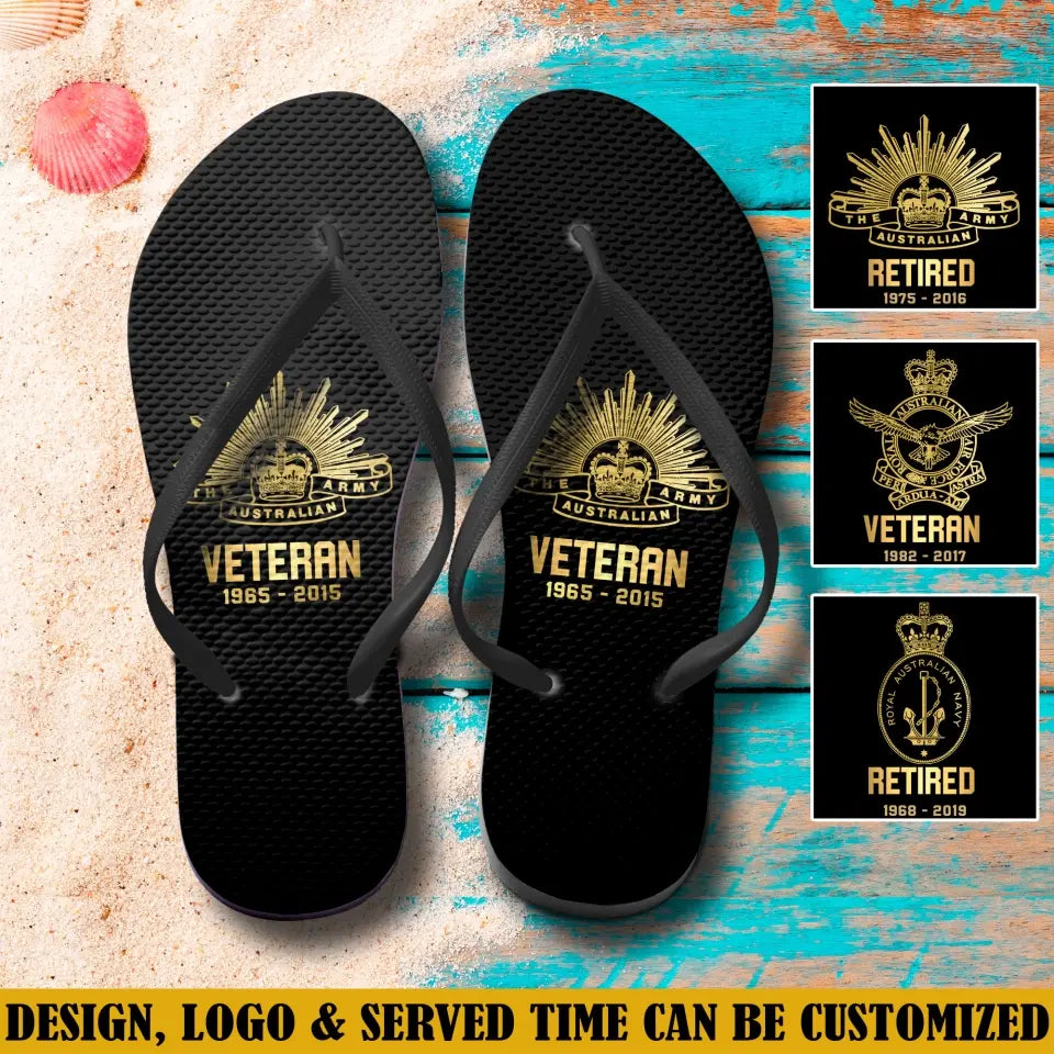 Personalized Australian Veteran Logo Custom Time Flip Flops Printed VQ241249