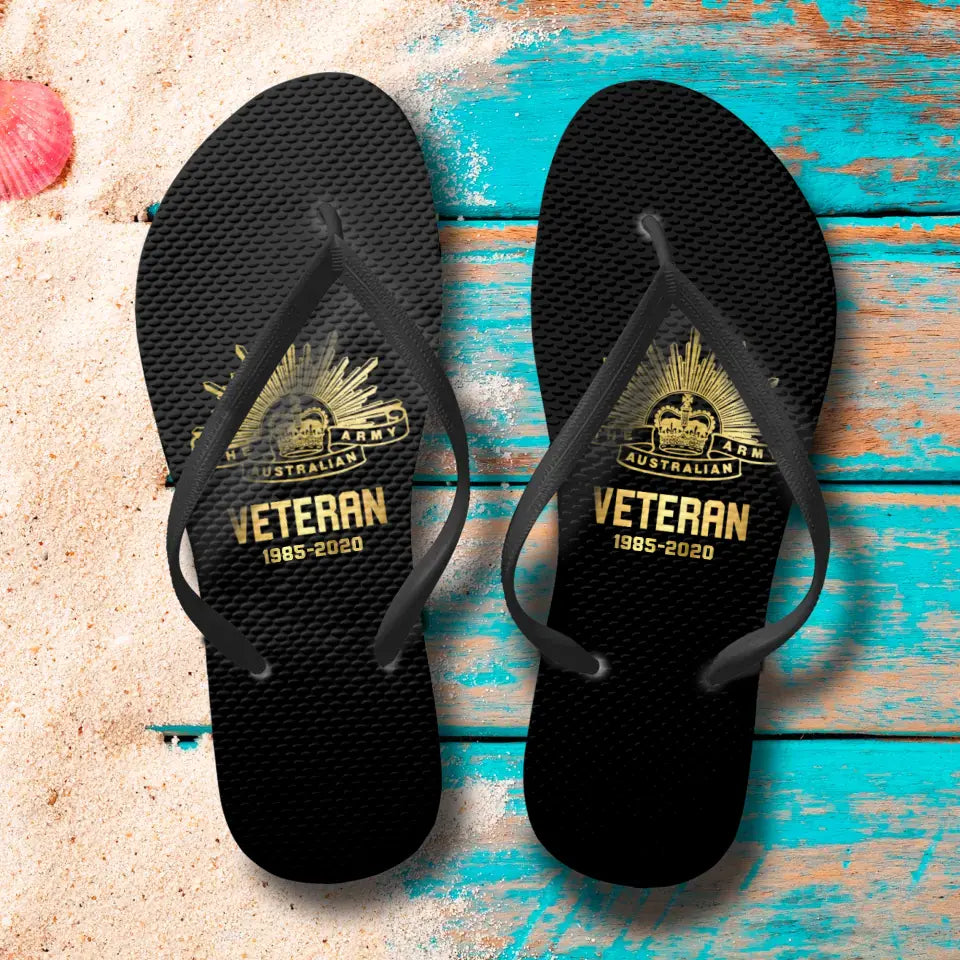 Personalized Australian Veteran Logo Custom Time Flip Flops Printed VQ241249