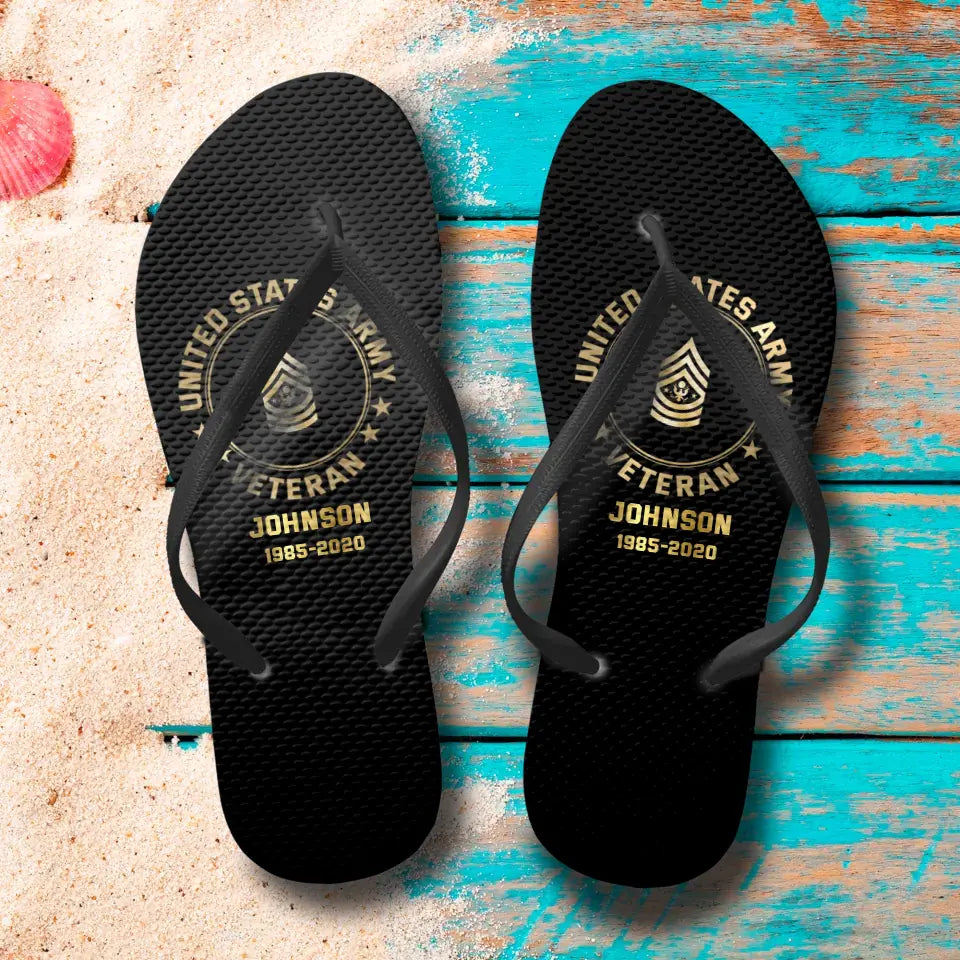 Personalized US Veteran Logo Custom Time Flip Flops Printed VQ241249