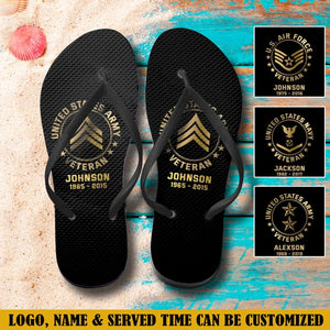 Personalized US Veteran Logo Custom Time Flip Flops Printed VQ241249