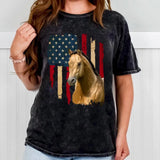 Personalized Upload Your Horse Photo US Flag Mineral Wash T-shirt Printed VQ241253