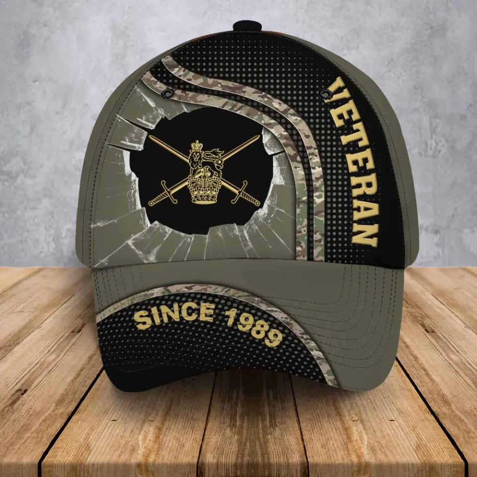 Personalized UK Veteran Logo Custom Rank Gold & Name Cap 3D Printed AHVA241252