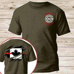 Personalized Canadian Firefighter Flag Custom Name, ID & Department T-shirt Printed KVH241263