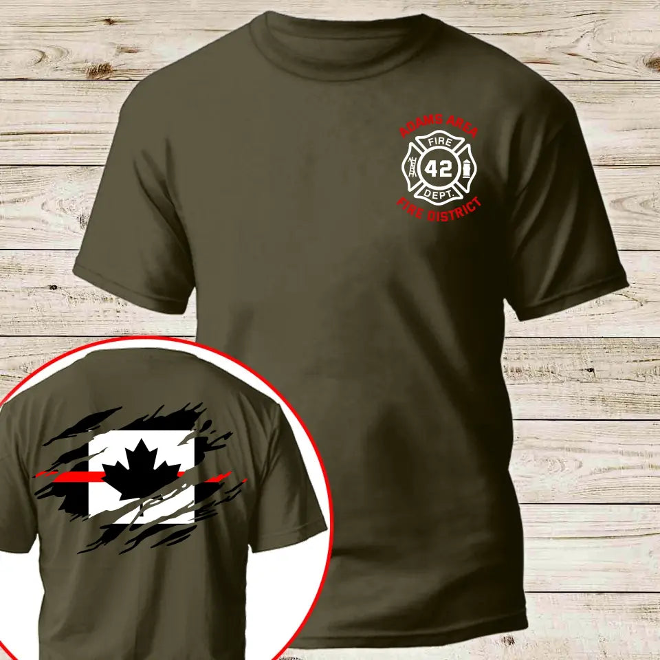 Personalized Canadian Firefighter Flag Custom Name, ID & Department T-shirt Printed KVH241263