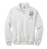 Personalized Floral Stethoscope Nurse Name Gift For Nurse Stand Collar Zipper Sweatshirt 2D Printed LVA241268