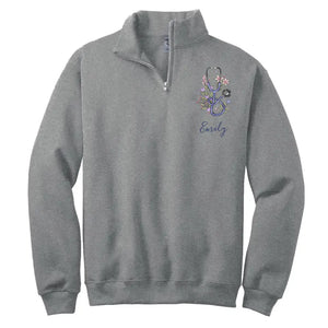 Personalized Floral Stethoscope Nurse Name Gift For Nurse Stand Collar Zipper Sweatshirt 2D Printed LVA241268