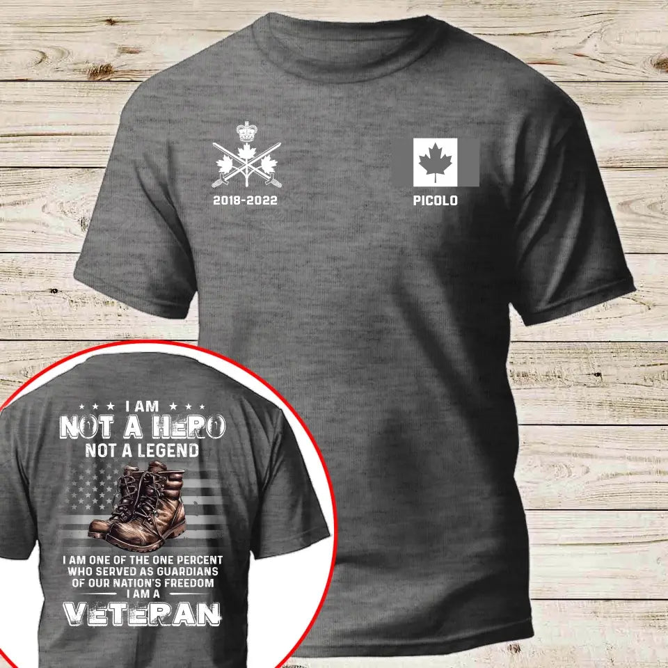 Personalized I Am Not A Hero Not A Legend I Am One Of The One Percent Who Served As Guardians Of Our Nation's Freedom I Am A Veteran Canadian Veteran Logo T-shirt Printed QTHN241259