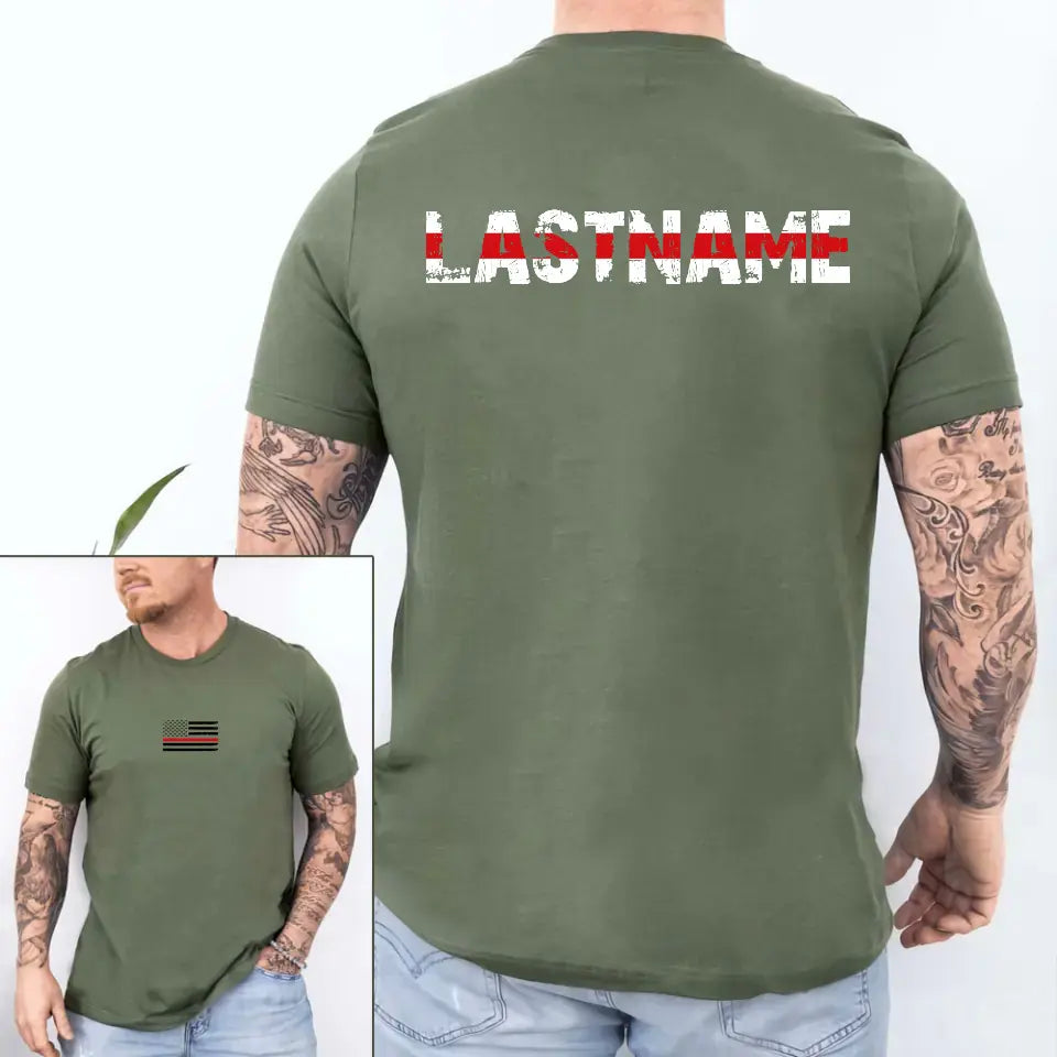 Personalized US Firefighter Flag Custom Name T-shirt Printed HN241280