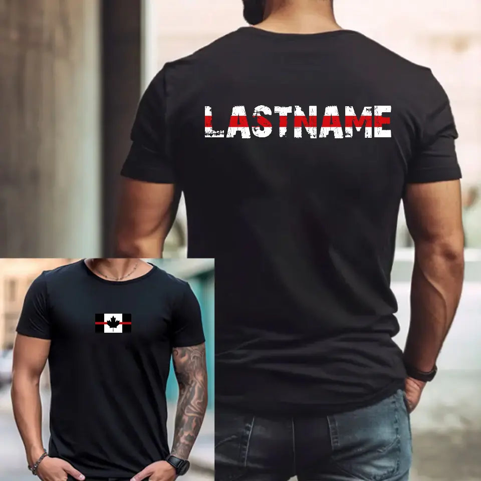 Personalized Canadian Firefighter Flag Custom Name T-shirt Printed HN241280