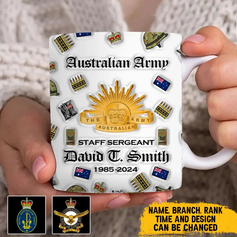 Personalized Australian Veteran Branch Logo Custom Name & Time Mug Printed AHVA241275