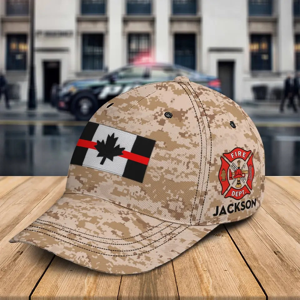 Personalized Canadian Firefighter Flag Custom Name Cap 3D Printed QTKH241291