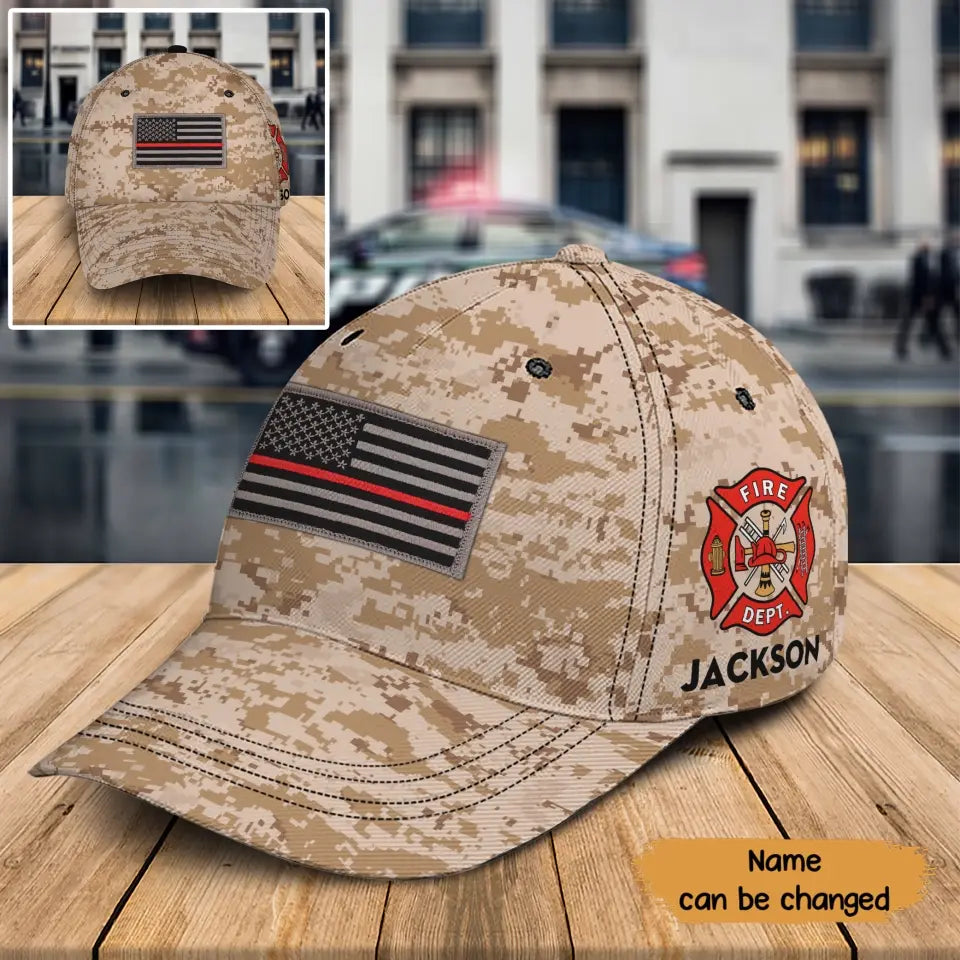 Personalized US Firefighter Flag Custom Name Cap 3D Printed QTKH241291