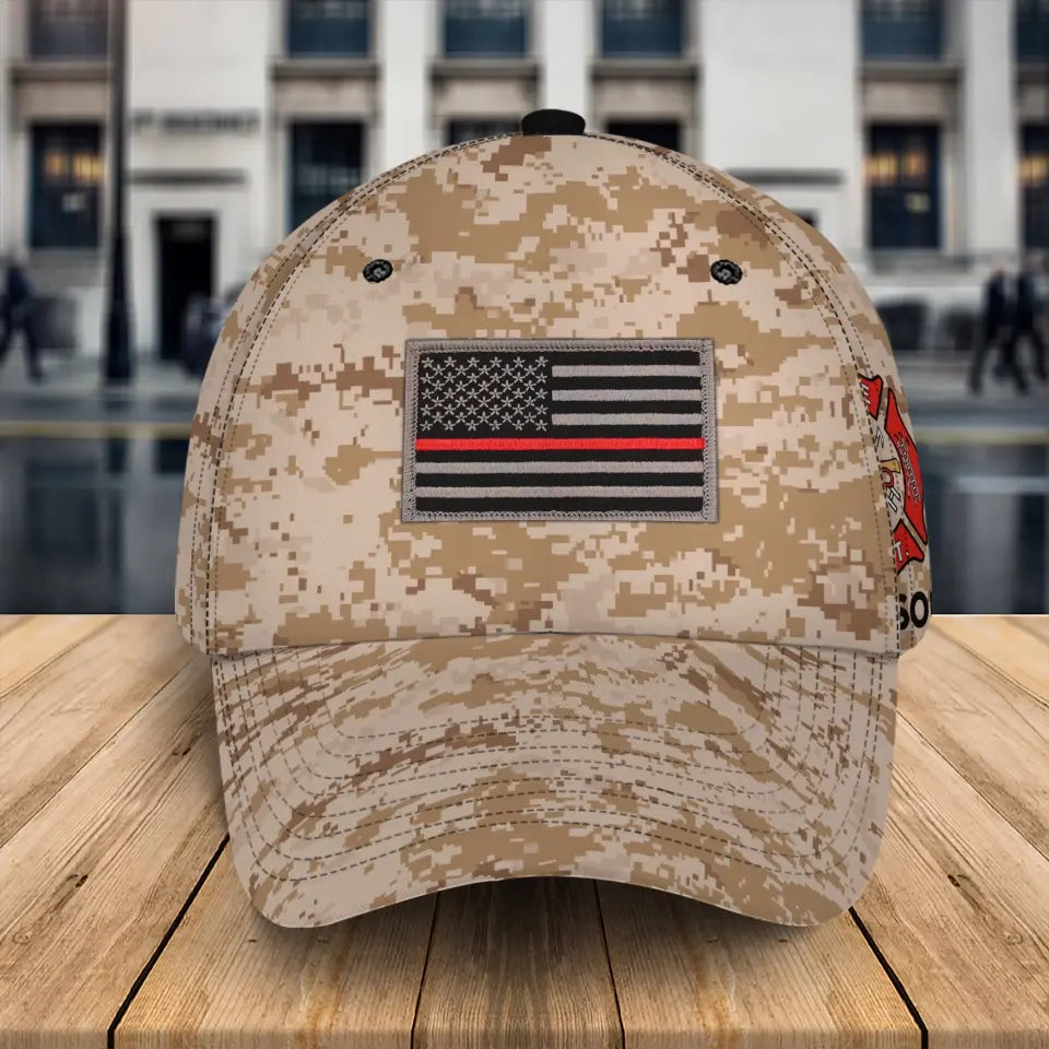 Personalized US Firefighter Flag Custom Name Cap 3D Printed QTKH241291