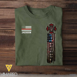 Personalized US Firefighter Flag Tshirt 2D Printed QTKH241288