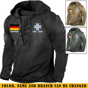 Personalized German Army Veteran Custom Name And Service Time  Long Sleeves Hoodie 3D Printed LVA241295