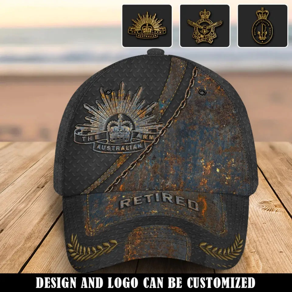 Personalized Retired Australian Veteran Branch Logo Custom Name & Time Cap 3D Printed AHVQ241298