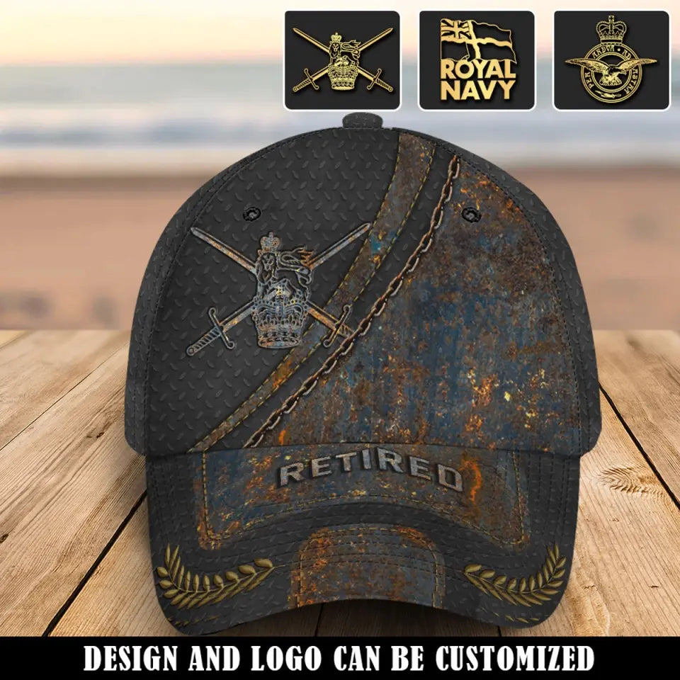 Personalized Retired UK Veteran Branch Logo Custom Name & Time Cap 3D Printed AHVQ241298