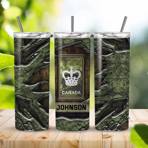 Personalized Canadian Veteran Rank Camo Skinny Tumbler Printed AHVQ241281