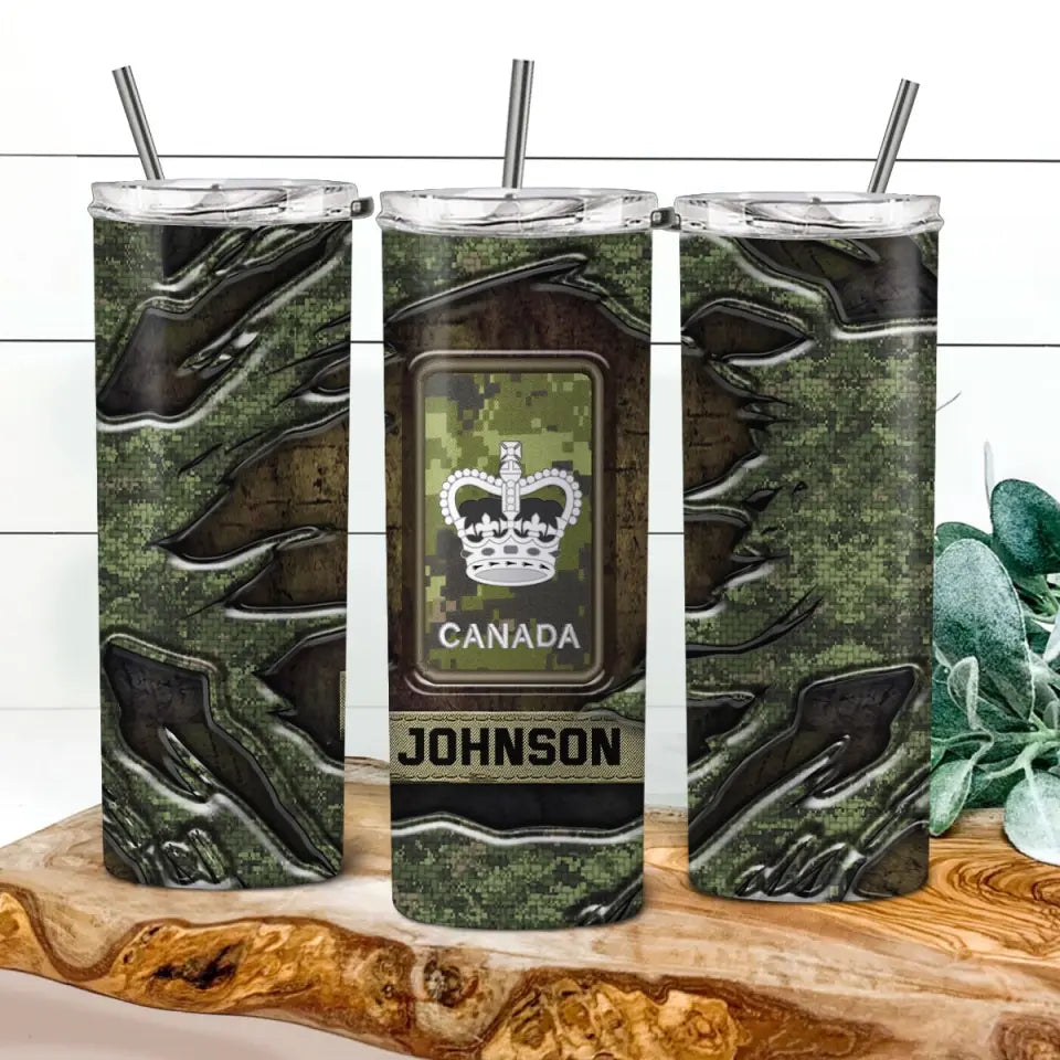 Personalized Canadian Veteran Rank Camo Skinny Tumbler Printed AHVQ241281