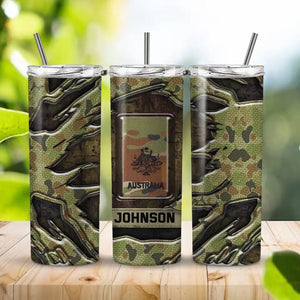 Personalized Australian Veteran Rank Camo Skinny Tumbler Printed AHVQ241281
