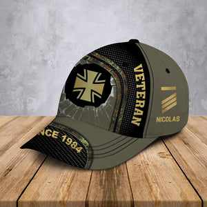 Personalized German Veteran Rank Gold Custom Name & Time Cap 3D Printed AHVA241294