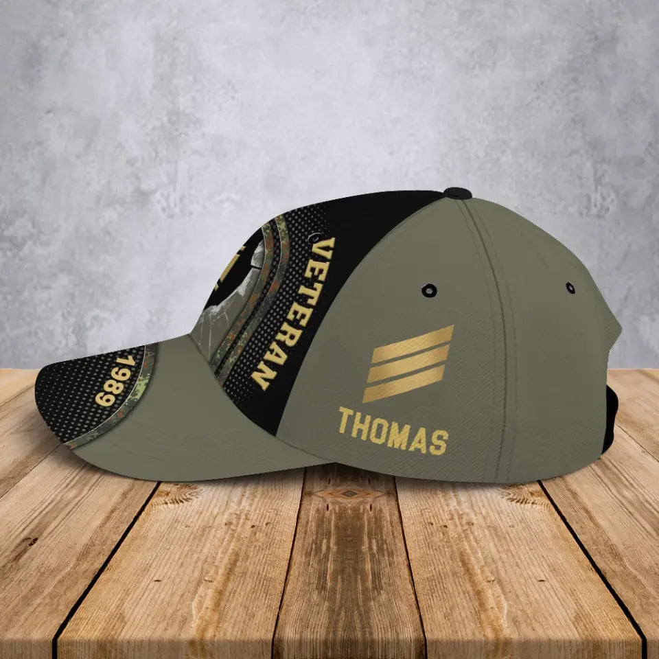 Personalized German Veteran Rank Gold Custom Name & Time Cap 3D Printed AHVA241294