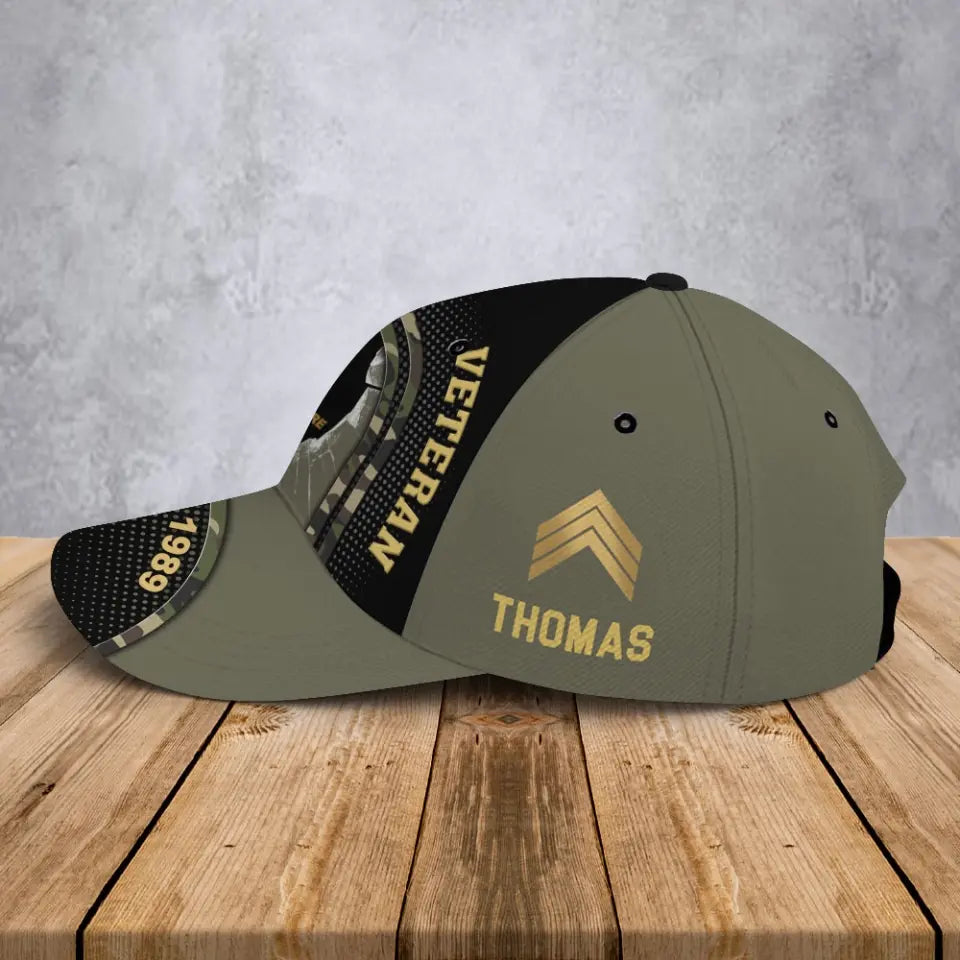 Personalized French Veteran Rank Gold Custom Name & Time Cap 3D Printed AHVA241294