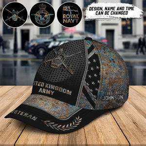 Personalized UK Veteran Logo Custom Name & Time Cap 3D Printed AHHN241307