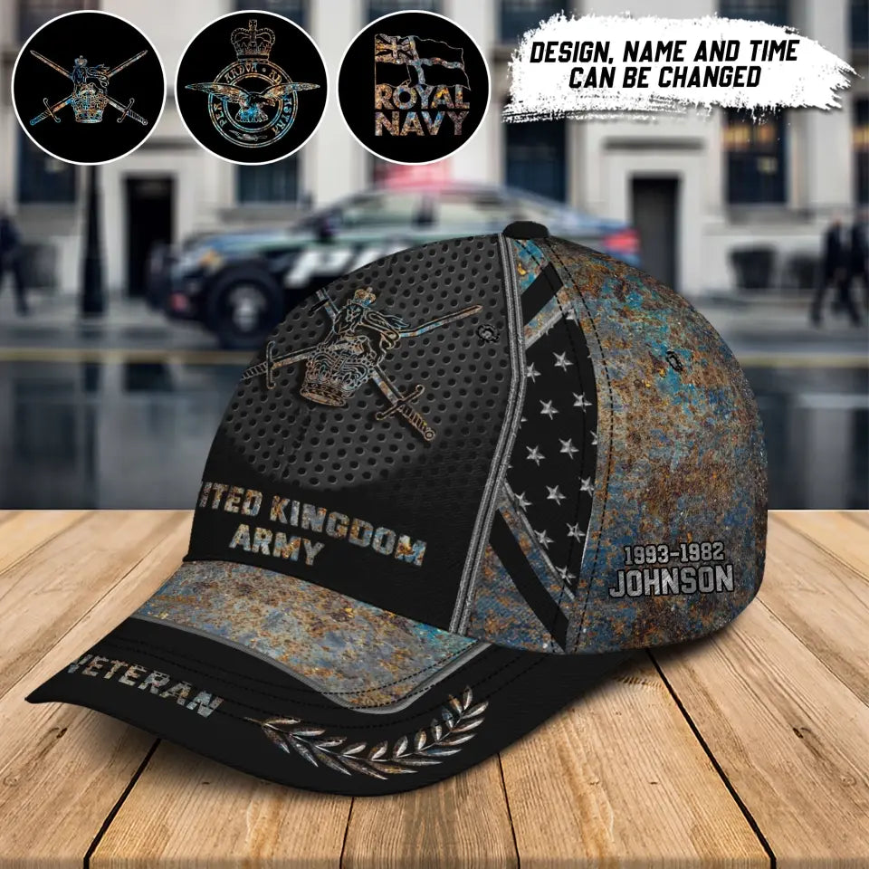 Personalized UK Veteran Logo Custom Name & Time Cap 3D Printed AHHN241307