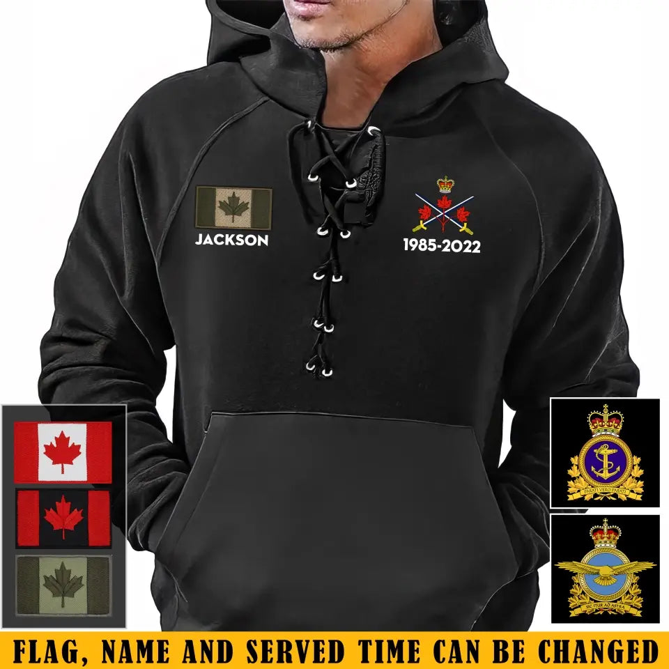 Personalized Canadian Veteran Branch Logo Custom Name & Service Time Long Sleeves Hoodie 3D Printed KVH241309