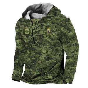 Personalized Canadian Veteran Rank Camo Custom Name Long Sleeves Hoodie 3D Printed LVA241318