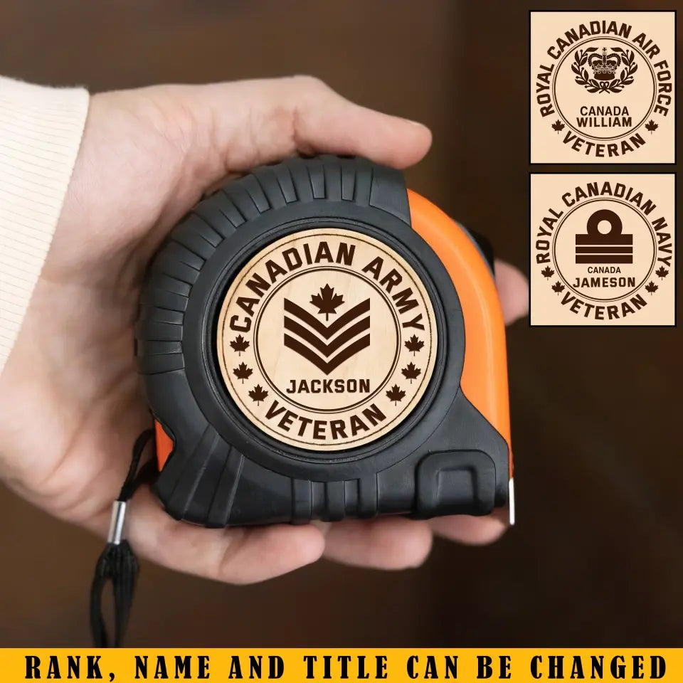 Personalized Canadian Army Veteran Custom Rank & Name Tape Measure Printed KVH241318