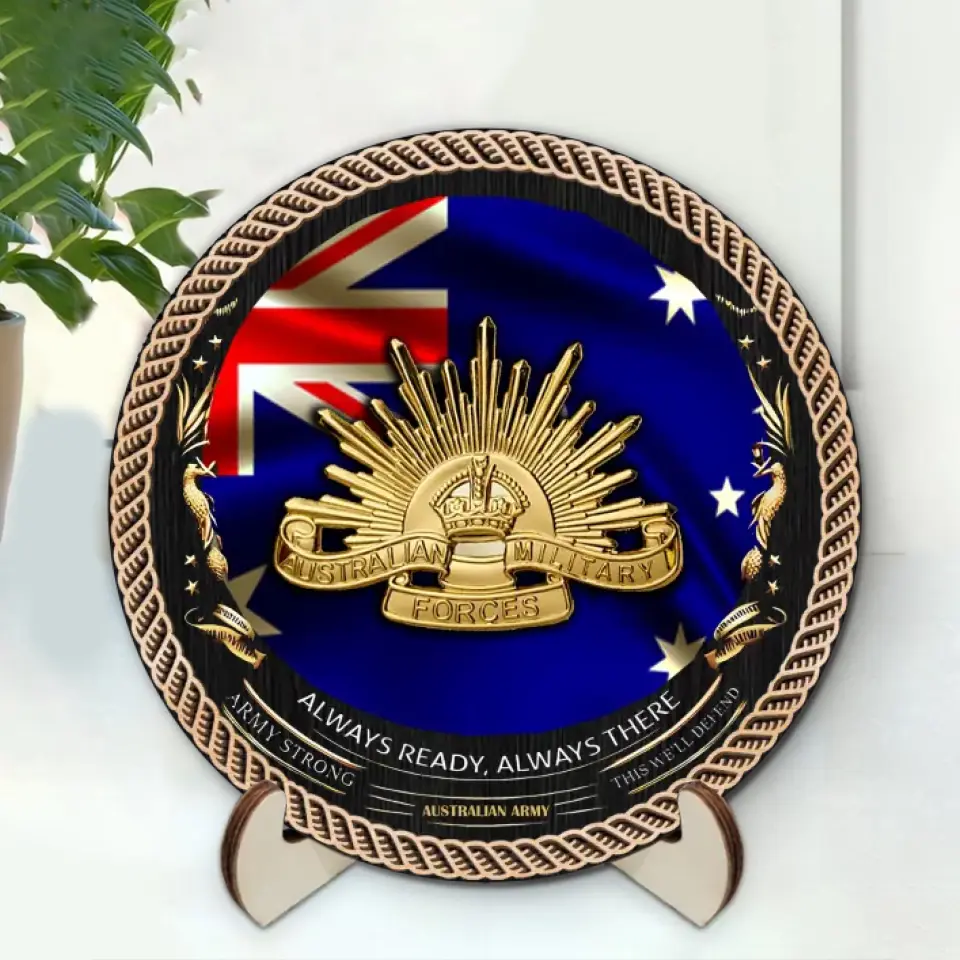 Personalized Australian Veteran Logo Always Ready Always There Customized Wooden Frame Printed AHVQ241321