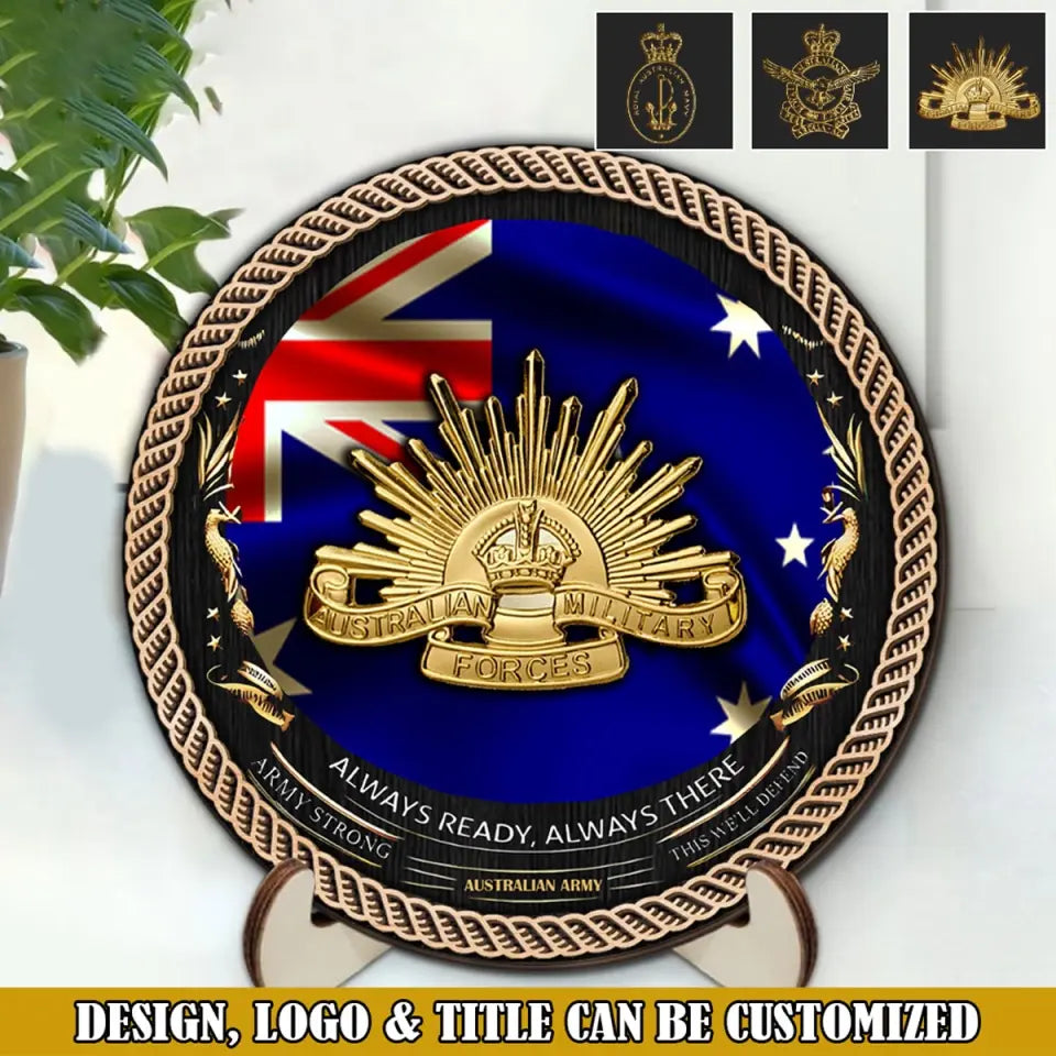 Personalized Australian Veteran Logo Always Ready Always There Customized Wooden Frame Printed AHVQ241321